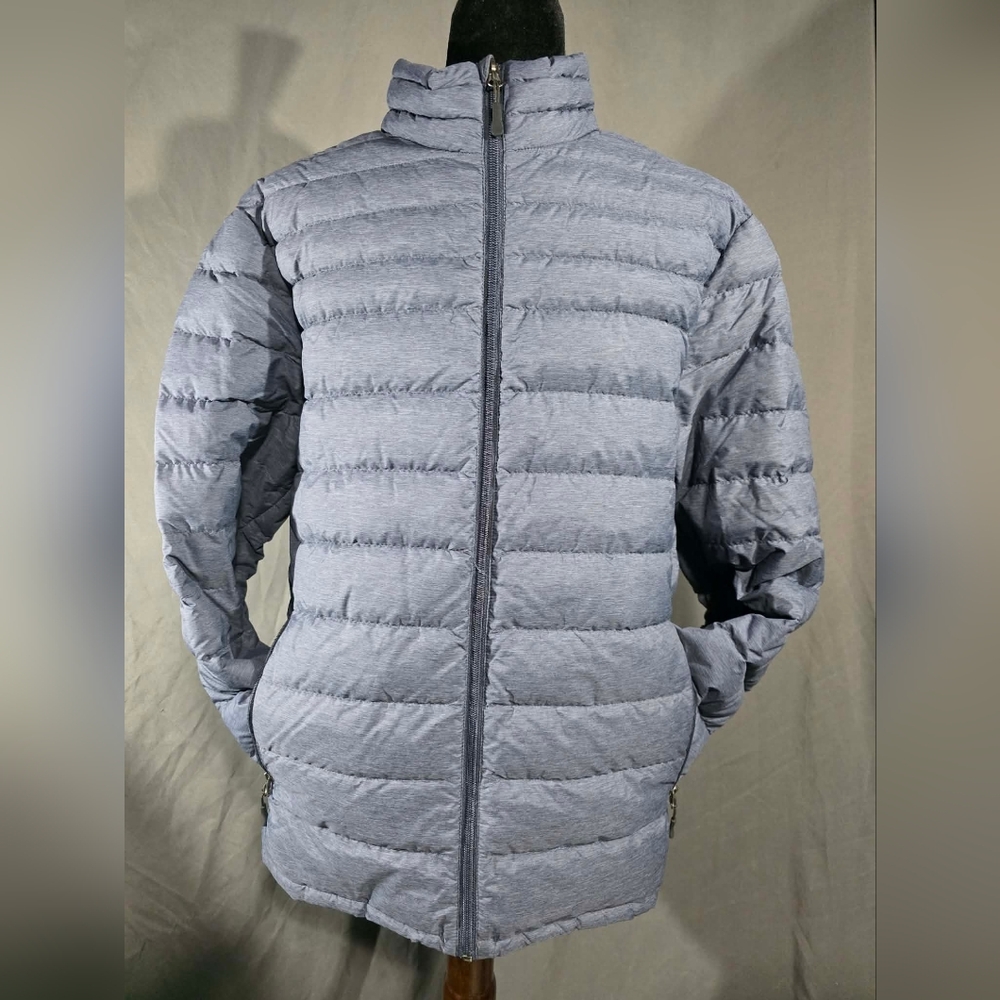 HeatKeep Blue Lightweight Down Puffer Jacket Mens Size Small Hooded Coat Blue